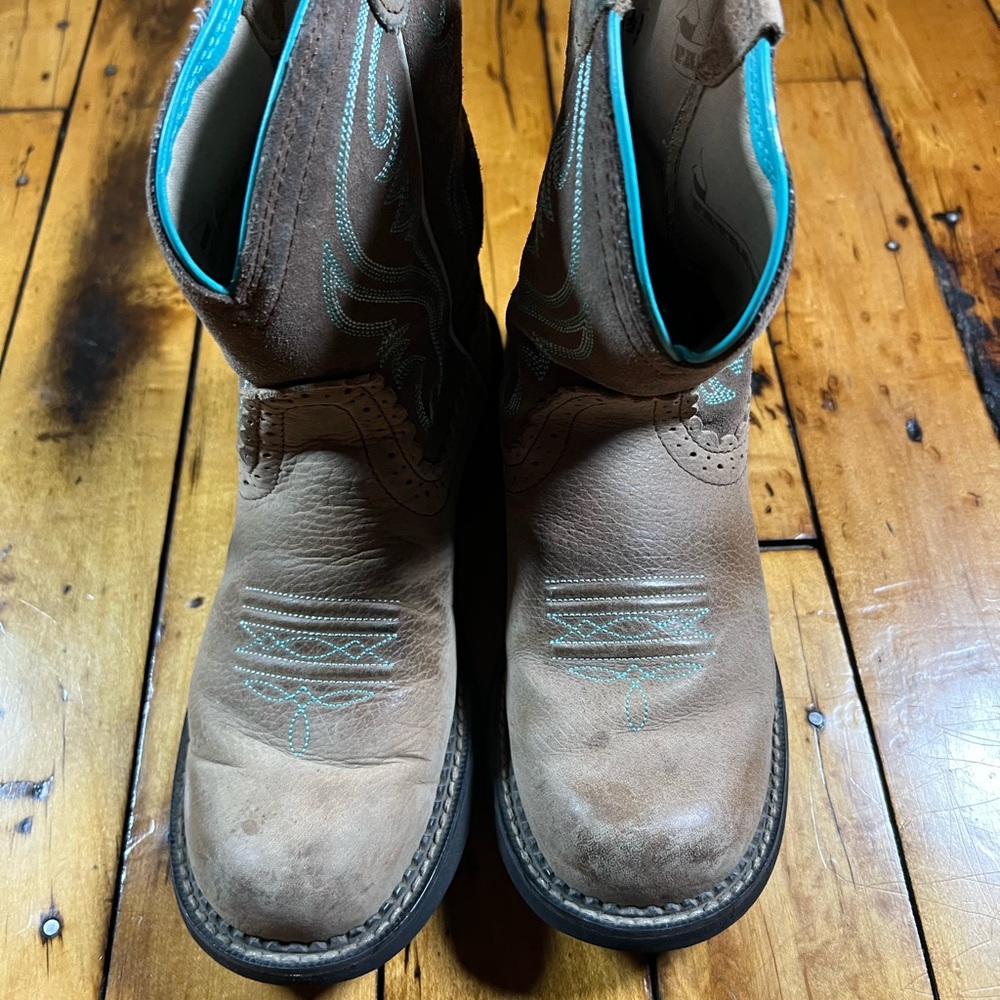 Ariat Fatbaby Womens 8.5B Brown Suede Leather Cowboy Western Boots Ranch Rodeo - Picture 3 of 12